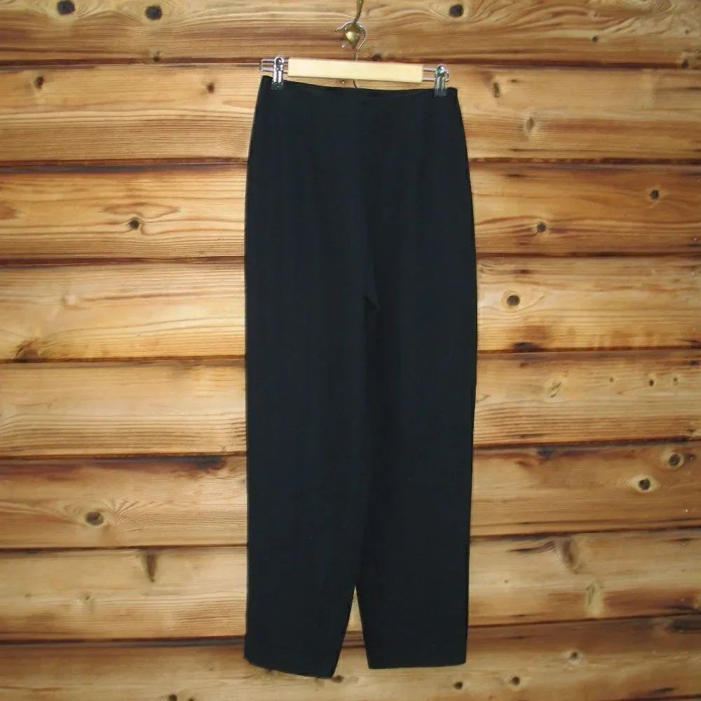 Vintage Black High Waist Tapered Wool Silk Pants